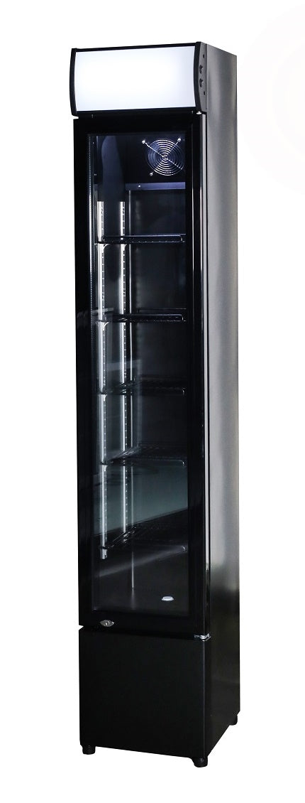 RÉFRIGÉRATEUR COMBISTEEL PORTE EN VERRE ÉTROITE NOIRE 