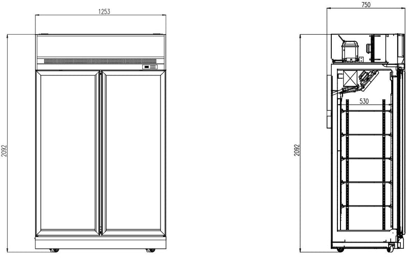 COMBISTEEL FREEZER 2 GLASS DOORS BLACK INS-1000F BL