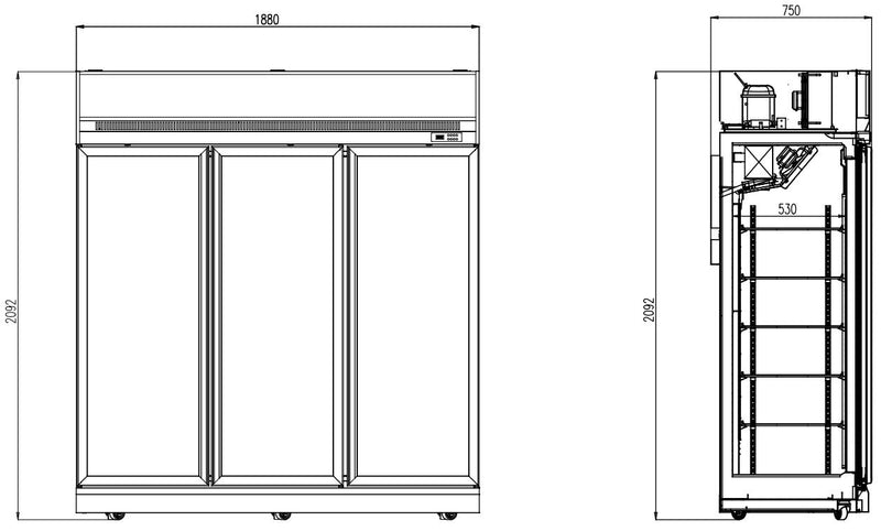 COMBISTEEL FREEZER 3 GLASS DOORS INS-1530F