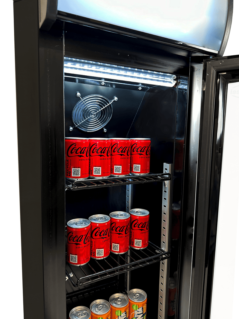RÉFRIGÉRATEUR COMBISTEEL PORTE EN VERRE ÉTROITE NOIRE 