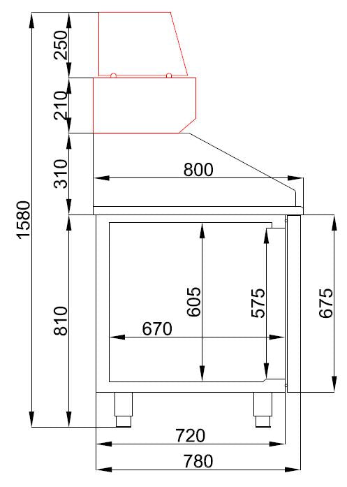 COMBISTEEL PIZZA TABLE WITH 3 DOORS