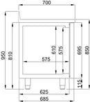 COMBISTEEL 700 KÜHLTISCH AUFKANTUNG 3 TÜREN MONO BLOCK
