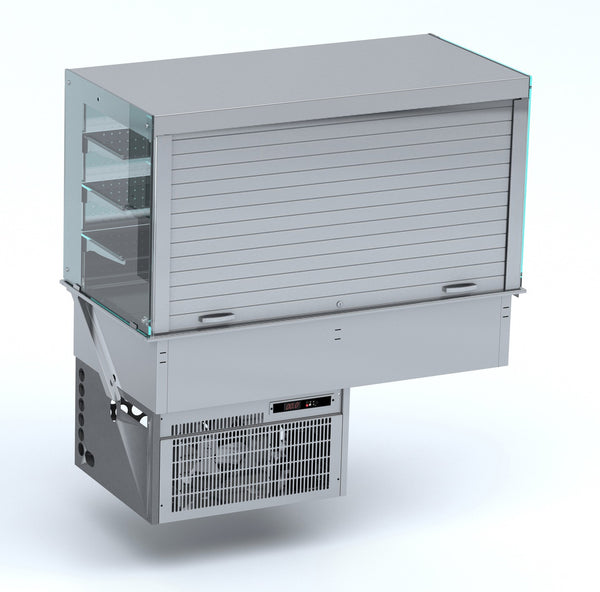 COMBISTEEL BUILT-IN WALL-MOUNTED REFRIGERATED DISPLAY CASE SQUARE - WITH BLIND 4/1 GN 
