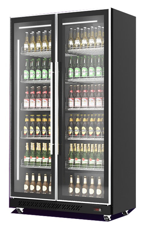 COMBISTEEL REFRIGERATOR 2 GLASS DOORS BLACK
