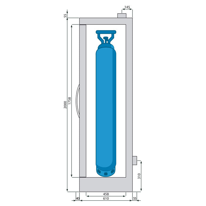 Ecosafe Sicherheitsschränke Typ 30 - en 14470-2 Für Gasflaschen - 1 Tür