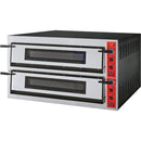 Stalgast GGF pizza oven with two chambers for 18 pizzas at 360 mm, solid fireclay, 26.4 kW, 1370 x 1210 x 750 mm (W x D x H)