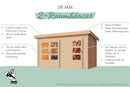 Karibu Gartenhaus “Schönbuch 2” Flachdach zum Wohnen mit zwei Räumen modern aus Holz in Natur