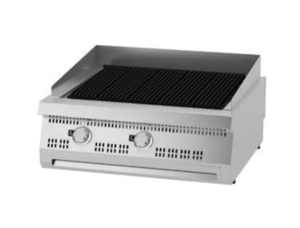 MAXIMA Gastro Premium Holzkohlengrill - 2 Zonen - Doppeleinheit - 90 cm Tief - Gas