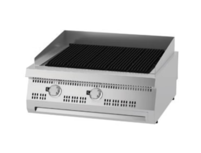 MAXIMA Gastro Premium Holzkohlengrill - 2 Zonen - Doppeleinheit - 90 cm Tief - Gas