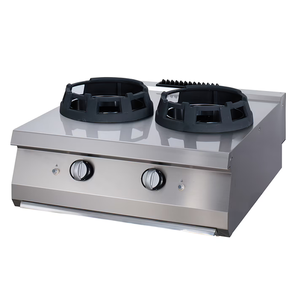 MAXIMA Gastro Premium Wok Herd - 2 x 28,5 Kochringe - Doppeleinheit - 90 cm Tief - Gas