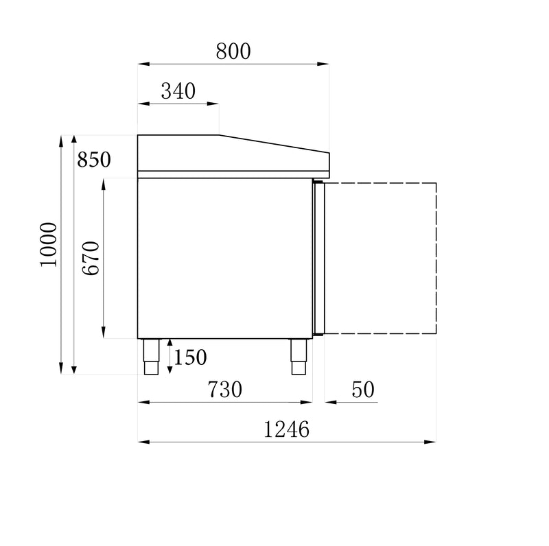 COMBISTEEL PIZZA TABLE 2 DOORS 7 DOUGH DRAWERS 