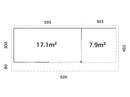 Palmako Gartenhaus Andrea 17,1+7,9 m² Slide Plus aus Holz, 44 mm
