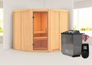 Karibu Innensauna "Sauna Marla 2" 5 Personen 9 kW Bio-Kombi Ofen + Steuergerät HUUM WIFI