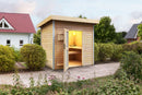Karibu Mini Gartensauna "Saunahaus Norge" 5 Personen Natur ohne Ofen Milchglastür