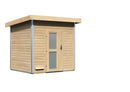 Karibu Mini Gartensauna "Saunahaus Norge" 5 Personen Natur ohne Ofen Milchglastür