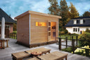 Karibu Gartensauna "Saunahaus Skrollan 2 mit Vorraum" 4 Personen Natur ohne Ofen moderne Tür