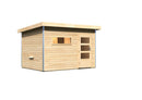 Karibu Gartensauna "Saunahaus Skrollan 2 mit Vorraum" 4 Personen Natur ohne Ofen moderne Tür