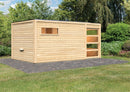 Karibu Gartensauna "Saunahaus Hygge mit Vorraum" 5 Personen Natur ohne Ofen