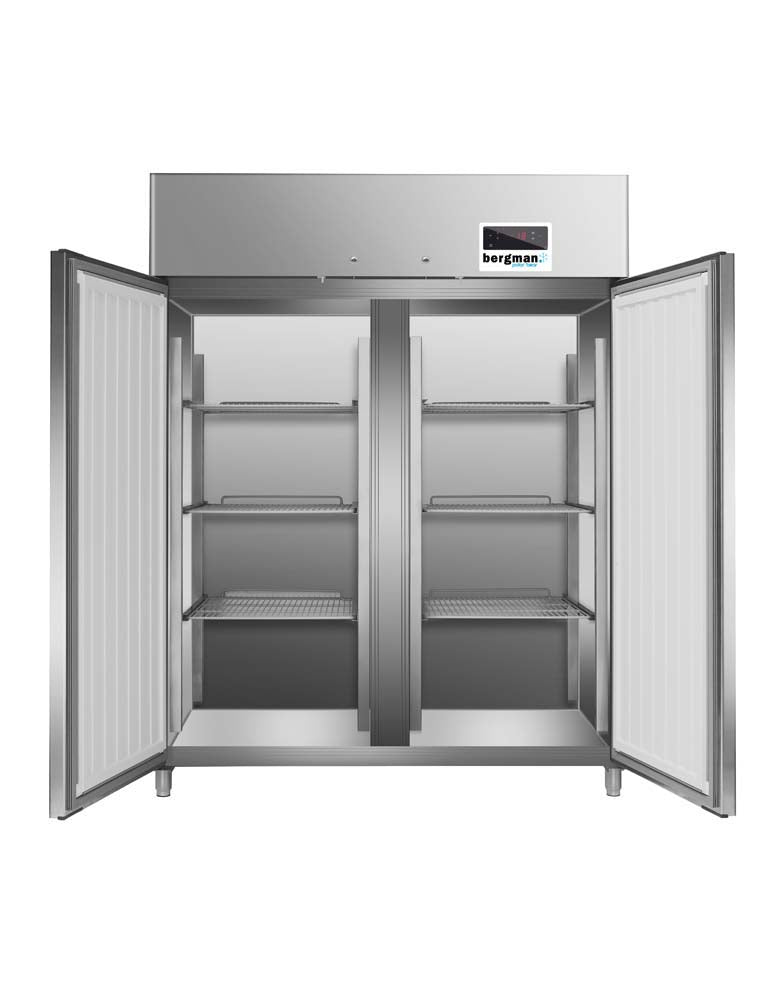 Bergman Ecoline 1400 Gastro Edelstahl-Kühlschrank 2-Türig Gn 2/1 -1300 L