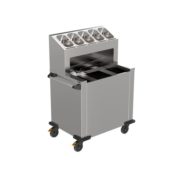 Rieber platform stand, untreated, GN 2x1/1 with cutlery. 