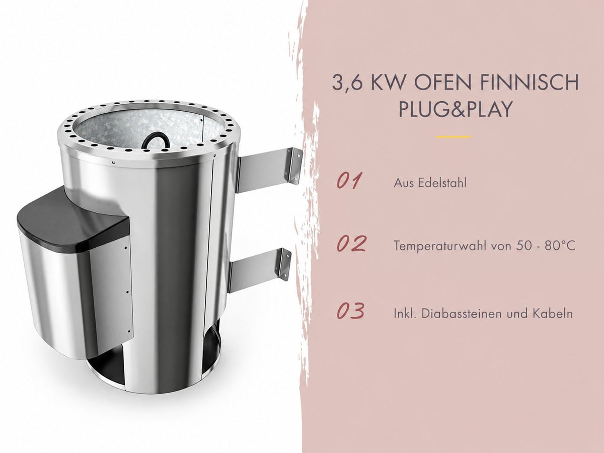Karibu Sauna Irava 1 - inkl. 3,6 kW Ofen ext. Steuerung