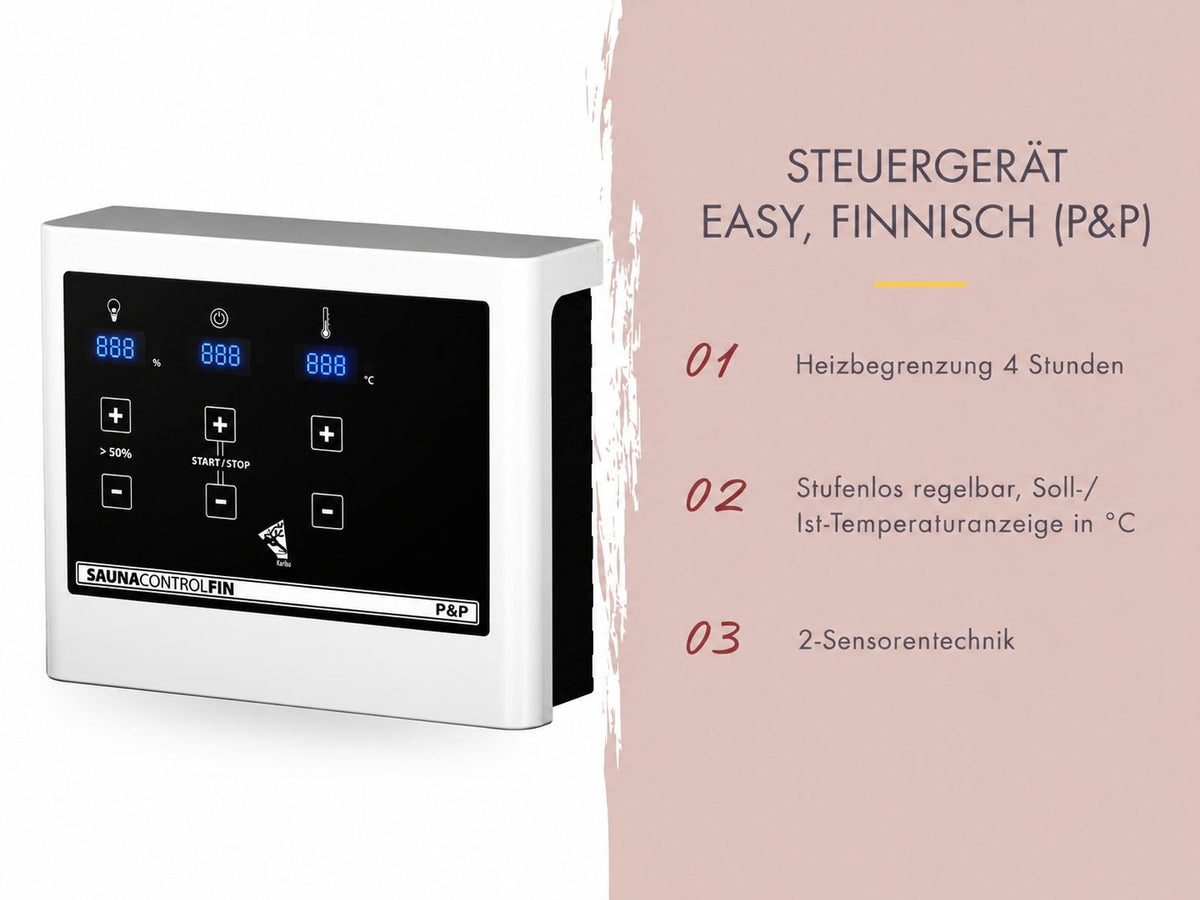 Karibu Sauna Irava 1 - inkl. 3,6 kW Ofen ext. Steuerung