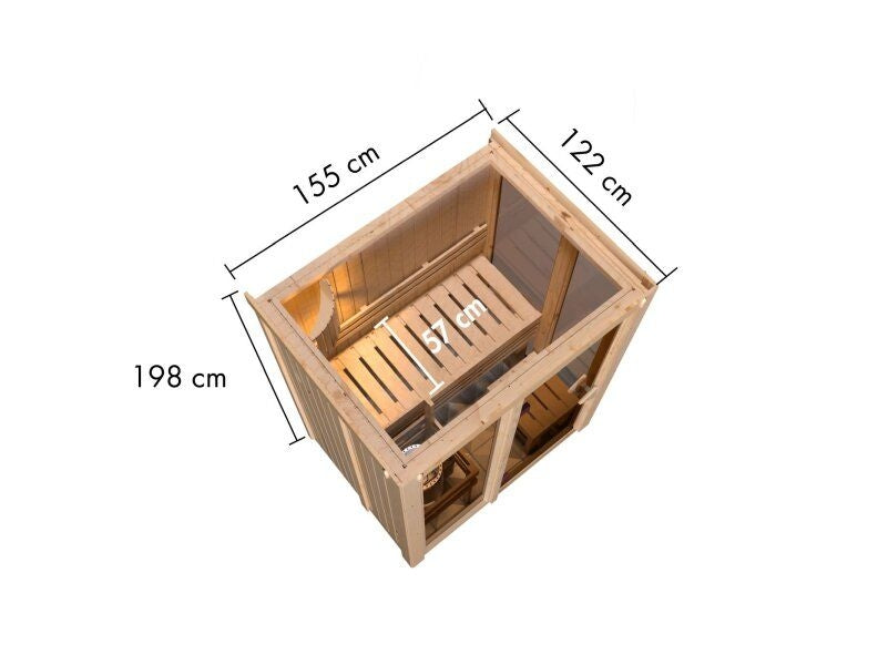 Karibu Sauna Irava 1 - inkl. 3,6 kW Bioofen ext. Steuerung