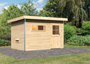 Karibu Gartensauna "Saunahaus Skrollan 1 mit Vorraum" 4 Personen Natur ohne Ofen