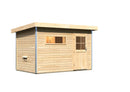 Karibu Gartensauna "Saunahaus Skrollan 1 mit Vorraum" 4 Personen Natur ohne Ofen