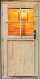 Karibu Gartensauna "Saunahaus Skrollan 1 mit Vorraum" 4 Personen Natur ohne Ofen