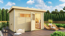 Karibu Gartensauna "Saunahaus Skrollan 3 mit Vorraum" 5 Personen Natur ohne Ofen