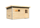 Karibu Gartensauna "Saunahaus Skrollan 3 mit Vorraum" 5 Personen Natur ohne Ofen
