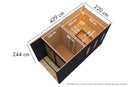 Karibu Gartensauna "Saunahaus Miramar" 5 Personen 9 kW Ofen (finnisch) + Steuergerät HUUM WIFI