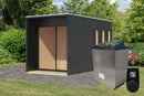 Karibu Gartensauna "Saunahaus Miramar" 5 Personen 9 kW Ofen (finnisch) + Steuergerät HUUM WIFI