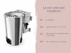 Karibu Sauna Irava 2 inkl. 3,6 kW Bioofen ext. Steuerung – Vorschau 5