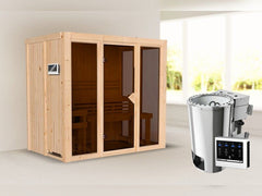 Karibu Sauna Irava 3 inkl. 3,6 kW Bioofen ext. Steuerung – Vorschau 1
