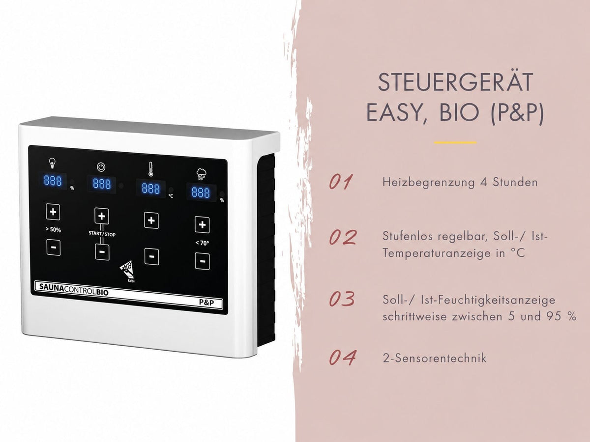 Karibu Sauna Irava 3 inkl. 3,6 kW Bioofen ext. Steuerung
