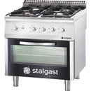 Stalgast Gasherd mit 4 Brennern (2x5+2x7) und Elektro-Umluft-Backofen GN1/1, Serie 700 ND
