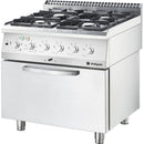 Stalgast Gasherd Basic 4-Brenner (2x3,5 + 2x5 kW) mit Elektro-Heißluftofen (600x400 mm/GN 1/1), Serie 700 ND