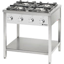 Stalgast Gasherd Serie 900, 4-Brenner (9+9+9+9), 36 kW, G20, 900x900x850 mm (BxTxH)