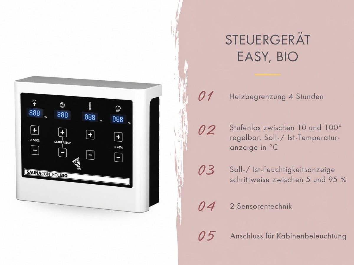 Karibu Saunahaus Angkor 3, 38 mm naturbelassen -inkl. 9 kW Bioofen ext. Steuerung-
