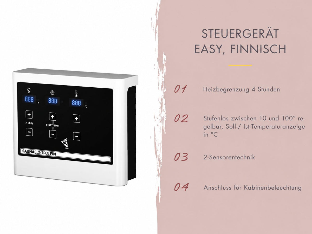 Karibu Saunahaus Angkor 2, 38 mm naturbelassen -inkl. 9 kW Ofen ext. Steuerung-