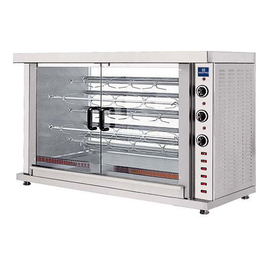 Virtus & Mastro Elektro-Hähnchengrill mit Beleuchtung, 5 Spieße für 20-25 Hähnchen
