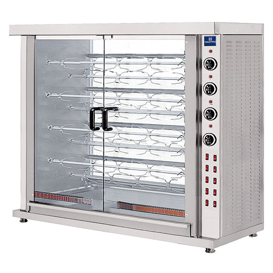 Virtus & Mastro Elektro-Hähnchengrill mit Beleuchtung, 9 Spieße für 36-45 Hähnchen