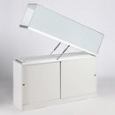 Form Department ATRIUM.F30 – Sockelvitrine mit Klapp-Öffnung und Staufach