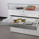 Form Department ATRIUM.L42 – Sockelvitrine mit Glashaube – Schubladen mit Glas für Dokumente (Glasabdeckungen optional)