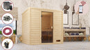 Karibu Massivholzsauna "Sauna Mila 5" 4 Personen 9 kW Bio-Kombi Ofen + Steuergerät HUUM WIFI