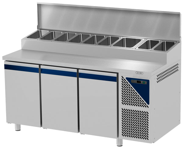 AfG Berlin Dpti-3s Pizzakühltisch Mit Eingelassener Vitrine