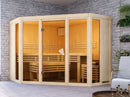 Karibu Sauna Alcinda 2, 68 mm, inkl. 9 kW Bioofen ext. Steuerung Wifi HUUM - ohne Dachkranz -