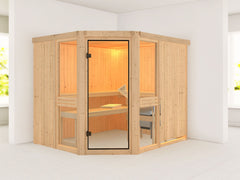Karibu Sauna Amelia 3 inkl. 9 kW Bioofen ext. Steuerung Wifi HUUM - ohne Dachkranz - – Vorschau 1